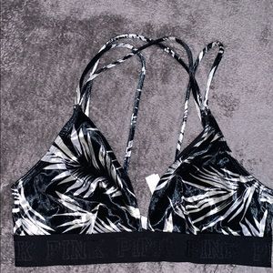 Pink tropical velour bralette